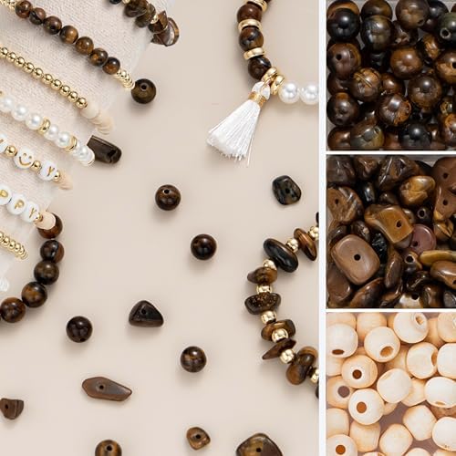 Xylise Jewelry Making Supplies Kit Natural Stone Beads for Irregular Natural Stone with for DIY Craft Bracelet Necklace Earrings for Adults (Tiger's Eye) - Image 4