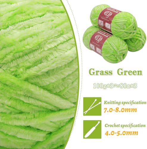 LUNARM Chenille Yarn 3 Pack 3.5oz Chunky Blanket Velvet Yarn 263 Yard - Image 3