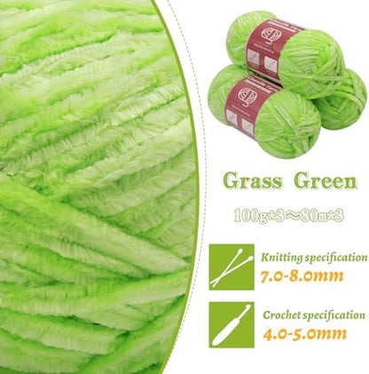 LUNARM Chenille Yarn 3 Pack 3.5oz Chunky Blanket Velvet Yarn 263 Yard - Image 3