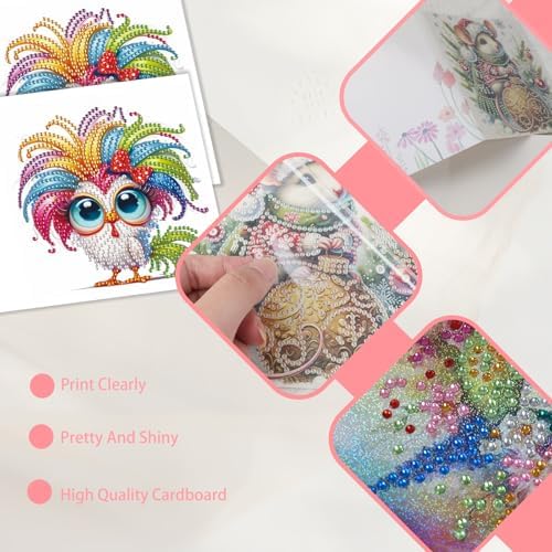 JISHSHAY 6 PCS Diamond Painting Greeting Cards Chick Diamond Art Birthday Cards with Envelopes Mosaic Kits for Adults Gem Art Gem Painting for Thanksgiving Anniversary Graduation All-Occasion - Image 5