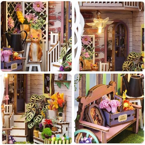 DIY Book Nook Kit,Miniature Dollhouse Booknook Kit for Adults, Flower House - Image 3