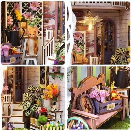 DIY Book Nook Kit,Miniature Dollhouse Booknook Kit for Adults, Flower House - Image 3