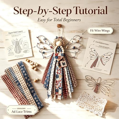 Angel Fabric Hanging DIY Kit, Macrame Angel Wall Hanging Craft Set (#10) - Image 5