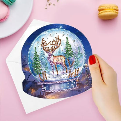 DIY Diamond Greeting Cards Set Christmas, 5D DIY Diamond Art Painting Greeting Card, DIY Christmas Card Making Kits for Family Friends Handmade Gift-#32-Crystal Ball - Image 5