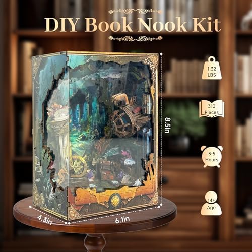 ZibbleZork Book Nook Kit, DIY Miniatures Deep-sea Exploration Craft Kits for Adults, 3D Wooden Puzzle Bookshelf Decor, Bookish Gifts for Women Teens and Book Lovers (Discover Atlanta) - Image 3