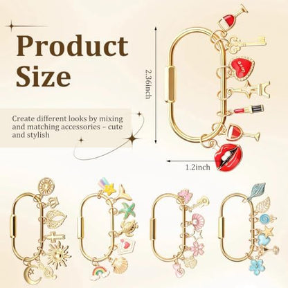 Sureio 210 Pcs Gold Brass Carabiner DIY Kit 12 Set Carabiner Bag Making - Image 2