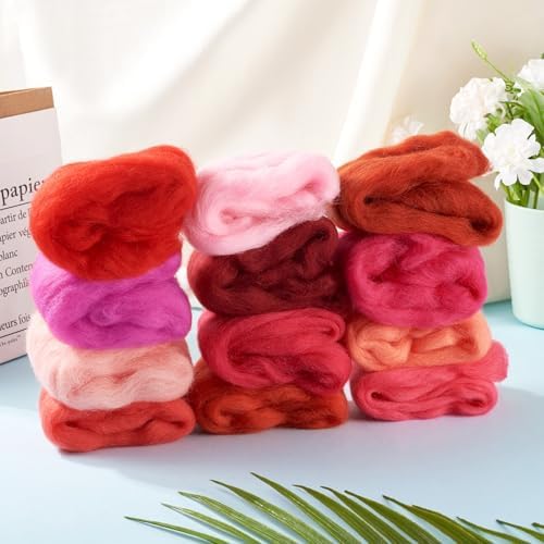 60G Needle Felting Wool Red Wool Roving for Needle Felting Multicolor Soft Spinning Wool Bulk for Felting DIY Crafts Hand Spinning Supplies - Image 4