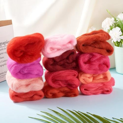 60G Needle Felting Wool Red Wool Roving for Needle Felting Multicolor Soft Spinning Wool Bulk for Felting DIY Crafts Hand Spinning Supplies - Image 4