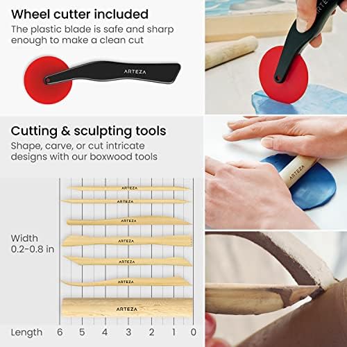 ARTEZA Pottery and Sculpting Tools, 22-Piece Set for Modeling and Carving - Image 3