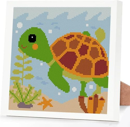 Lzyueyuan Turtle Cross Stitch Kits for Beginners, Stamped Cross Stitch for Adults with Framed,Crafts for Girls 8-12 Embroidery Kit,11CT Cross-Stitch Arts and Crafts for Adults 8.7inX8.7in by Unknown