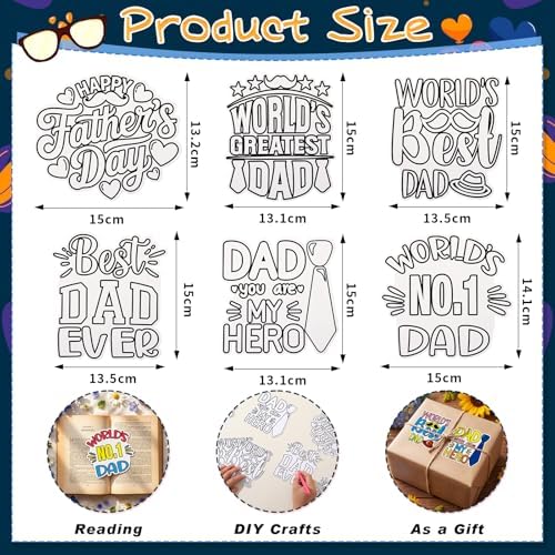 Moinchore 48 PCS Father's Day DIY Coloring Craft Kit, Color Your Own Cards and Decorations, Happy Father's Day Party Favors, Holiday Activity Supplies, Gifts for Best Dad - Image 3