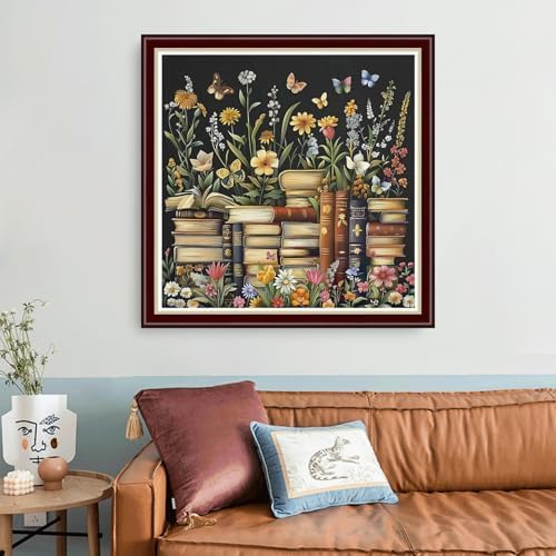 Joyhoor Cross Stitch Kits for Beginners Stamped Cross-Stitch Supplies Needlework preprint Embroidery Kits for Adults DIY Needlepoint Kit Embroidery Patterns 11CT-Flower Books 18x18 inch - Image 2
