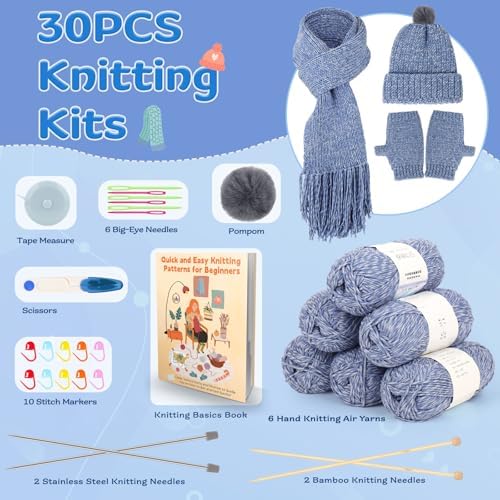 Coopay Knitting Kit for Beginners, Hat Scarf Glove Knitting Kit w/Guide - Image 6