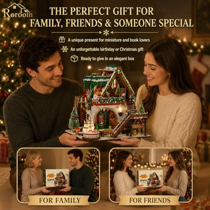 Roroom DIY Miniature House Kit, Snowy Christmas Lodge Dollhouse Kit - Image 6