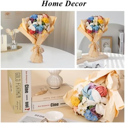 Noocro Crochet Kit Flower Bouquet, Rose, Lily Myosotis, Poppy, Tulip and Orchid with Video Tutorial and Detailed Instructions, Complete Kit Craft Supplies Holiday Gift (Flower Bouquet) - Image 6