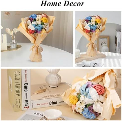 Noocro Crochet Kit Flower Bouquet, Rose, Lily Myosotis, Poppy, Tulip and Orchid with Video Tutorial and Detailed Instructions, Complete Kit Craft Supplies Holiday Gift (Flower Bouquet) - Image 6