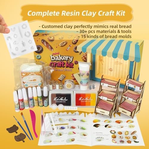 iLAND Air Dry Clay Kits Fun Crafts for Teens DIY Mini Bakery Miniature Food Toy Easy Crafts for Adult Women 1/12 Scale Accessories of Dollhouse Kitchen Creative Family Game Night Birthday Gift Ideas - Image 2
