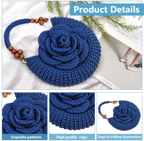ACRNIGHEET Crochet Kit for Beginners Adults Crochet Purse Bag for Women DIY Tote Bag Making Kit with Step-by-Step Tutorials Hobbies Project for Starter Boho Style Gift for Friends - Image 3