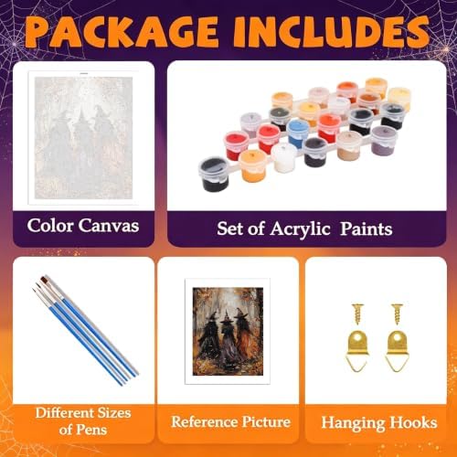 ICYANART Halloween Paint by Numbers Kit for Adults, Witch Number Painting - Image 5