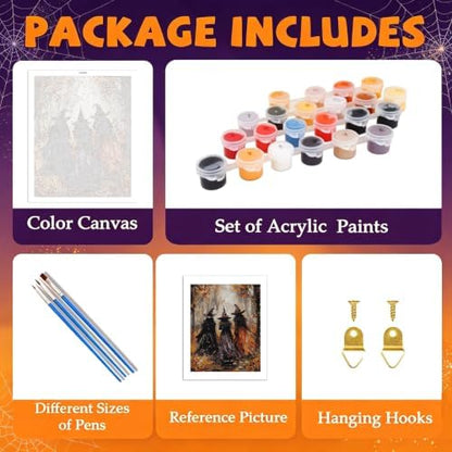 ICYANART Halloween Paint by Numbers Kit for Adults, Witch Number Painting - Image 5