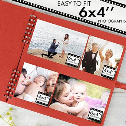 Bstorify Square Scrapbook Photo Albums 80 Pages (11 x 11 Inch) Red - Image 4
