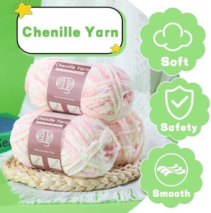 LUNARM Chenille Yarn for Crochet Knitting Chunky Blanket Velvet Yarn - Image 3