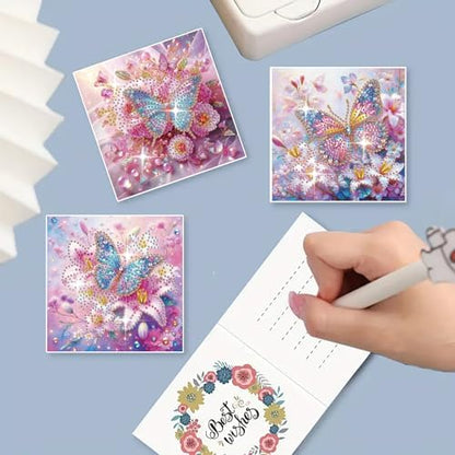 DIY Diamond Greeting Cards Set, 5D DIY Diamond Art Painting Festival Style Greeting Card, DIY Christmas Card Making Kits for Family Friends Handmade Gift-#06-6PC Butterfly - Image 3