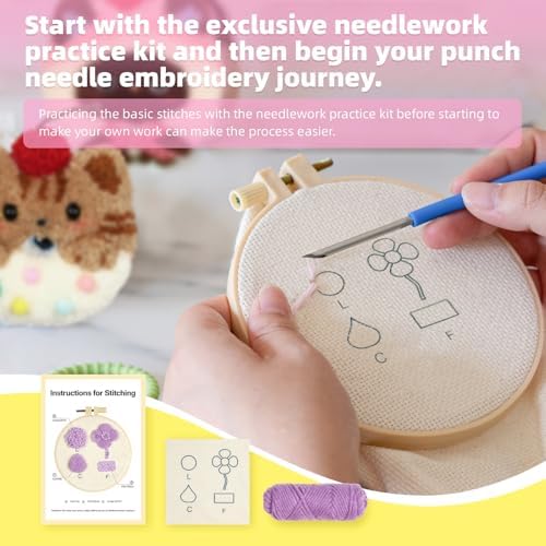 Punch Needle kit for Beginners,Embroidery kit for Beginners,Punch Needle Kits Adults Beginner,Including Printed Patterns, Needles, Easy to Follow Instructions, and Videos-Cat Family - Image 5