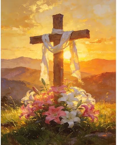 Dawnsphere Cross Paint by Numbers Kit for Adults Without Frame 16x20 in by Dawnsphere
