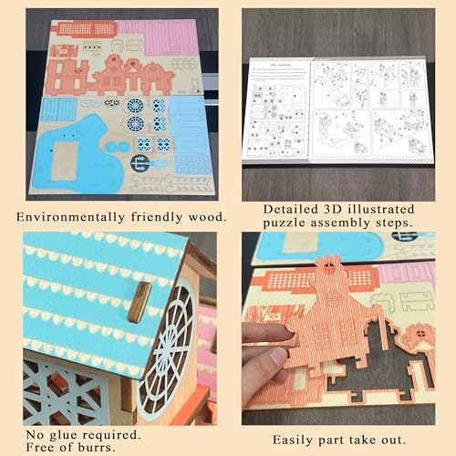 Log Cabin 3D Wooden House Puzzle,DIY Mini Building Model Kit，011 - Image 3