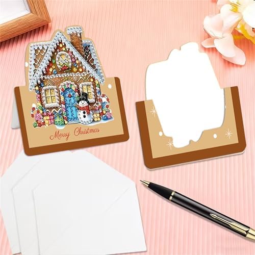 6 pack 3D Christmas Diamond Painting Greeting Cards Kit,House Diamond Art Birthday Cards with Envelopes,DIY Thank You Card Making Craft for Adults,Handmade Greeting Card Supplies Gift Idea(House) - Image 6