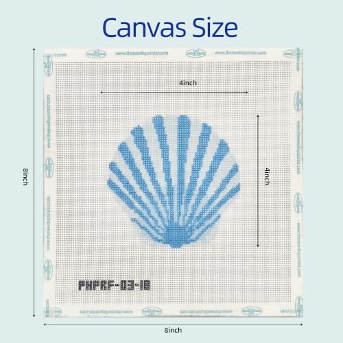 Howie's Needlepoint Aquatic Needlepoint Kits for Adults & Beginners, 18 Mesh Printed Needlepoint Canvas, Stamped Patterns Canvas Starter Kits(Blue Seashell,4"x 4") - Image 2