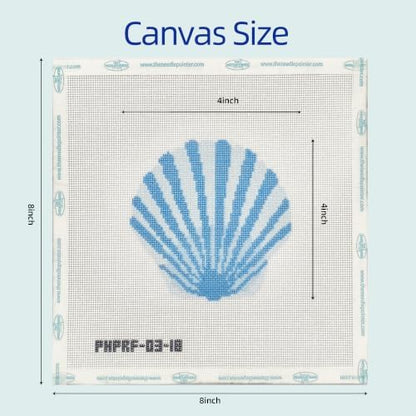 Howie's Needlepoint Aquatic Needlepoint Kits for Adults & Beginners, 18 Mesh Printed Needlepoint Canvas, Stamped Patterns Canvas Starter Kits(Blue Seashell,4"x 4") - Image 2