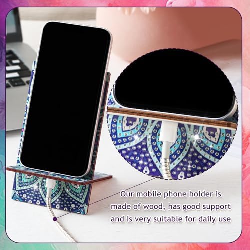 Saillong 4 Pcs Mandala Diamond Art Phone Holder 5.5 Inch DIY Full Drill - Image 2