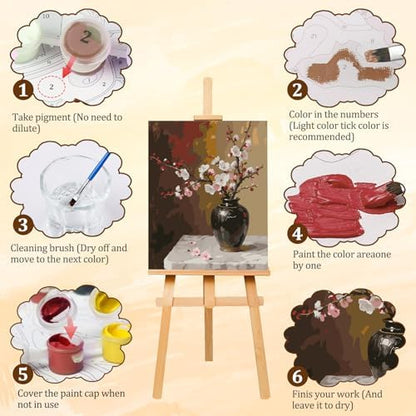 AIRDEA Flowers Paint by Numbers for Adults,Cherry Blossoms Painting by Number Kits on Canvas,Frameless,16x20in DIY Acrylic Painting for Beginner,Home Wall Decor,Vase on Table - Image 4