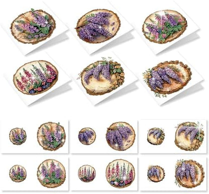 12 Pack Diamond Painting Greeting Cards Kit with Envelopes, 5D DIY Lavender Wildflower Floral Diamond Art Cards, Birthday Thank You Get Well Cards for Women Adults Beginners - Image 2