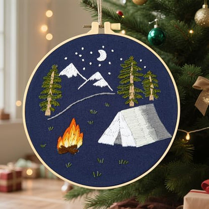 Crafmanoe Christmas Embroidery Kits for Beginners Adults, Hand Embroidery Starter Kits, Christmas Cross Stitch Kits for Beginners Craft Kits for Adults Women, Embroidery Hoops, Thread & Video Tutorial - Image 4
