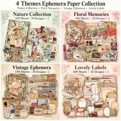 400Pcs Vintage Ephemera Kit Scrapbooking Pack - Image 2