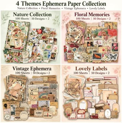 400Pcs Vintage Ephemera Kit Scrapbooking Pack - Image 2