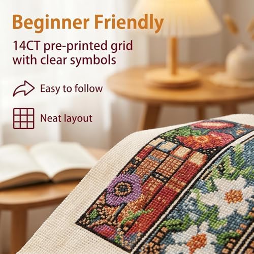 Mushroom Flowers Counted Cross Stitch Bookmark Kit for Adults Beginners - Image 5