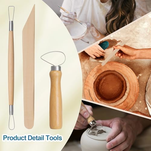 Amrules 12 Pcs Polymer Clay Sculpting Tools Kit for Adults, Light Yellow - Image 4