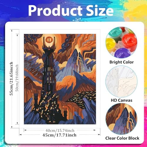 xcemhil Landscape Paint by Numbers Kit for Adults, Paint by Numbers for Adults Landscape, Adult Paint by Numbers Kits for Gifts and Home Wall Decor 16x20 Inch - Image 3