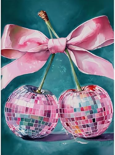 Pink Cherry Paint by Numbers Kit for Adults, Color By Numbers for Adults by WUDWL