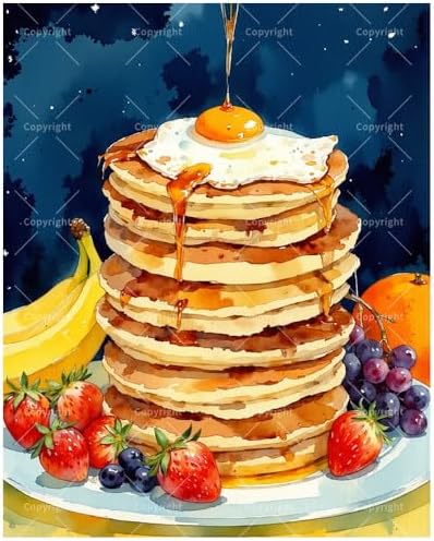 TAOPAOLAB Breakfast Stack Paint by Numbers Kit for Adults - DIY Pancakes with Egg, Syrup and Fruits Painting on Canvas 16x20 Inches, Acrylic Paint Set, Suitable for Beginners, Art for Home Decoration by Unknown