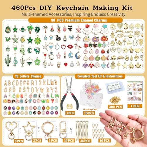 460PCS Keychain Kit, Rich Enamel Themes, Greeting Cards Included, Beginner - Image 2