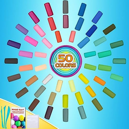 ESSENSON Air Dry Clay 50 Colors, Modeling Clay for Kids, DIY Molding Magic Clay, Gift for Kids - Image 2