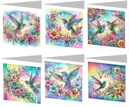 jinglinhh 6pcs Diamond Art Painting Hummingbird Hibiscus Flowers Greeting Cards with Envelopes, DIY Card Making Kits for Adults, Diamond Art Postcards Holiday Cards Craft Gifts by Unknown