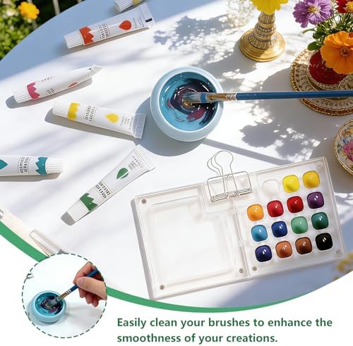 Portable Mini Watercolor Paint Set - All-in-One Travel Kit with Paints, Brushes, Palette, Bag, and Water Container - Perfect for Artists and Beginners-15 Grids - Image 4