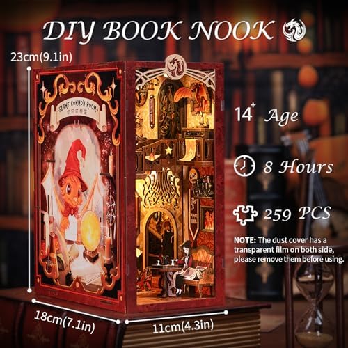 Fsolis Book Nook Kit for Adults, Magic Flam Common Room - Image 3