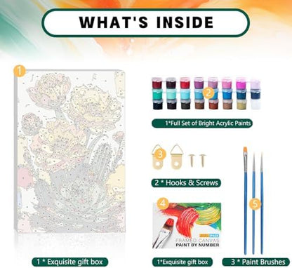 Framed Paint by Numbers Kit for Adults Beginner & Kids Ages 8-12, Flowers Plant Paint by Numbers with frame, without Easel, DIY Acrylic Number Painting for Adults for Home Decor Gift 8 x 12 Inch - Image 6